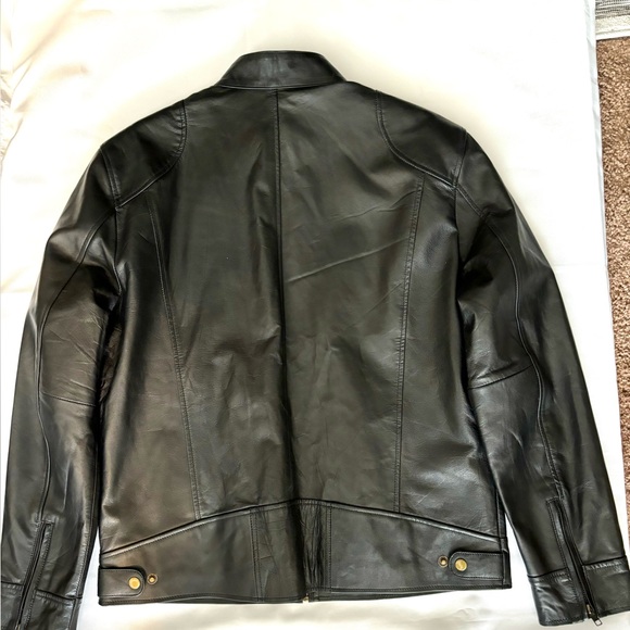 NWOT WOMENS BlACK BIKER LEATHER SHEEPSKIN ZIPPERED RIDING JACKET SZ L - Picture 4 of 16